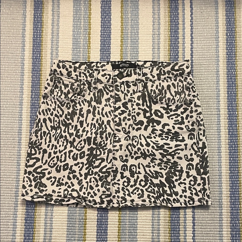 Hudson Leopard-Print Denim Mini Skirt